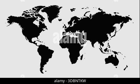 Mappa mondiale silhouette Illustrazione Vettoriale