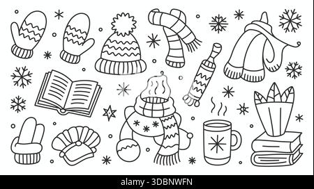 Comodi accessori e attività invernali Illustrazione Vettoriale