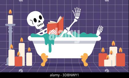 Rilassamento dello scheletro nella vasca da bagno Illustrazione Vettoriale