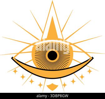 Simbolo dell'occhio esoterico che rappresenta la visione spirituale e il risveglio Illustrazione Vettoriale