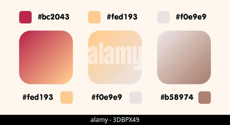 Raccolta gradiente, ologramma dell'arcobaleno lucido. Lamina olografica, colore giallo, grigio, marrone. Catalogo delle tavolozze dei campioni in RGB ESADECIMALE. Vettore Illustrazione Vettoriale