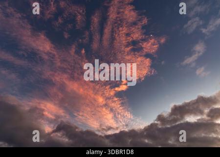 Tramonto, vista dalla nave da crociera sull'Oceano Atlantico, Florida, Stati Uniti, Nord America Foto Stock