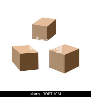 I cubetti di zucchero di canna impilano. Zucchero raffinato. Cubetti di ghiaccio. Illustrazione vettoriale cartoni animati. Deign piatto Illustrazione Vettoriale