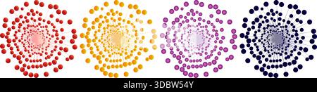 Colora le sfere delle sfere su sfondo trasparente. Colori fluidi sfere morbide. Sfondo astratto con sfere 3d dinamiche. Copertina o banner alla moda Illustrazione Vettoriale