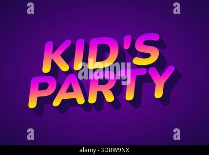 Design con testo colorato per un tema di festa per i bambini, con colori sfumati vivaci e uno stile di carattere divertente Illustrazione Vettoriale