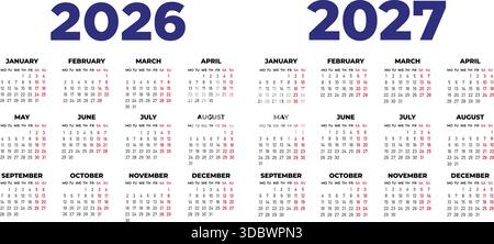 calendario 2026 e 2027 Illustrazione Vettoriale