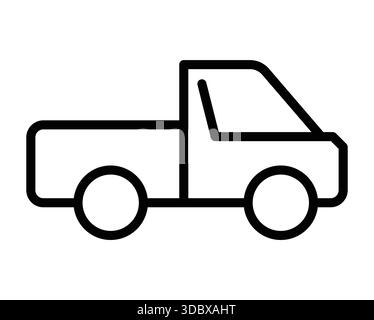 Questo profilo minimalista raffigura un pick-up in un elegante design bianco e nero. Perfetto per progetti legati a auto, trasporti o stile di vita Illustrazione Vettoriale