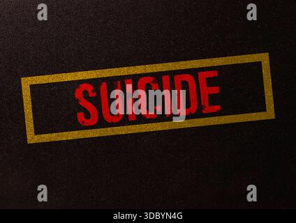 Suicidio - parole da blocchi di legno con lettere, intenzionalmente uccidendosi concetto di suicidio, sfondo bianco Foto Stock