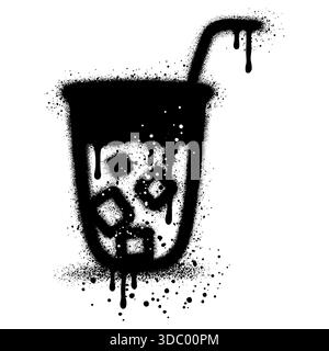 Bere i graffiti della tazza con vernice spray nera. Illustrazione vettoriale. Illustrazione Vettoriale