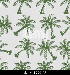 Illustrazione minimalista con motivo senza cuciture Palm Tree verde. Illustrazione vettoriale Illustrazione Vettoriale