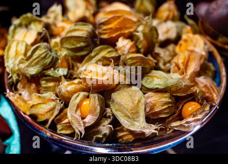 Assortimento di frutta esotica fresca come mango, frutto del drago tropicale, litchi, stelle di frutta, colorato, succoso, con dolcezza naturale e nutrienti, in Foto Stock