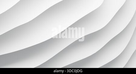 Rendering 3d su sfondo bianco ondulato astratto Foto Stock