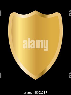 Emblema a scudo dorato su sfondo bianco, perfetto per la sicurezza, l'araldica o l'uso di marchi di lusso e design grafico Illustrazione Vettoriale