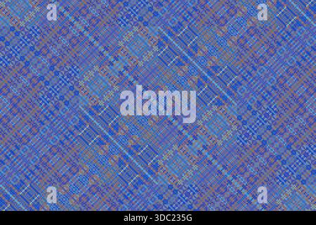 Sfondo digitale astratto con un mosaico diagonale denso di pixel blu e marroni. Texture geometrica ripetitiva ideale per design, stampe e d moderni Foto Stock