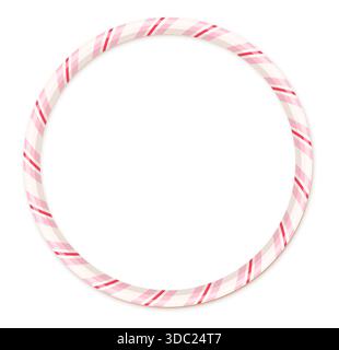 Cornice circolare Candy cane a righe rosa e rossa per cartoline e disegni di San Valentino e Natale, grazioso bordo romantico Illustrazione Vettoriale