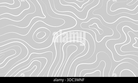 Topografico grigio in linee e contorni Schema geografico condizionale percorso terreno. Sfondo vettoriale Illustrazione Vettoriale