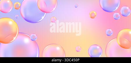 Consistenza vettoriale di bolle di gomma e collagene per un design da sogno.sfondo.bolle d'aria e acqua rosa su sfondo bianco con scintille frizzanti. Illustrazione Vettoriale