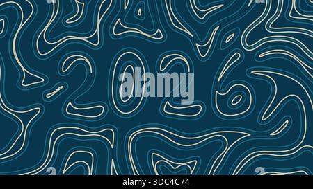 2026 Abstract Gold Line Topography Map Contour sfondo blu Capodanno. Illustrazione vettoriale Illustrazione Vettoriale