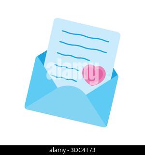 Lettera d'amore in una busta. Buon San Valentino. Illustrazione vettoriale. Illustrazione Vettoriale