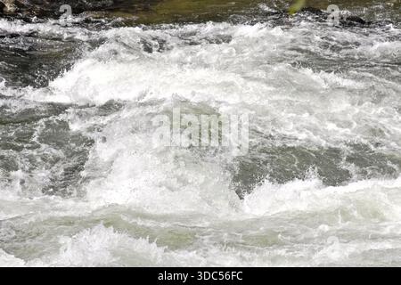 Primo piano delle rapide fluviali a Snoqualmie, Washington Foto Stock