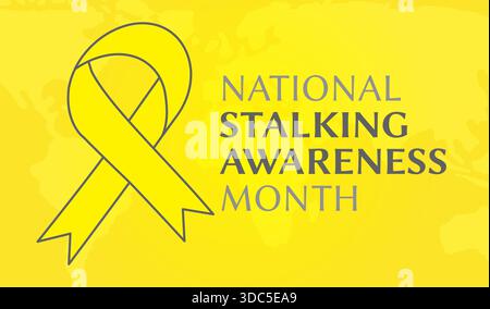 Illustrazione di sfondo del mese di sensibilizzazione dello stalking di Yellow National Illustrazione Vettoriale