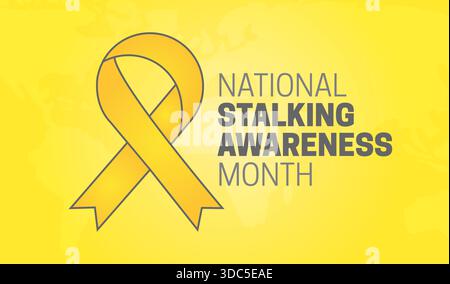 Illustrazione di sfondo del mese nazionale di sensibilizzazione sullo stalking Illustrazione Vettoriale