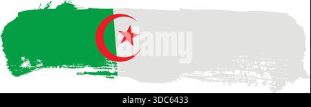 Bandiera orizzontale del pennello Algeria, illustrazione vettoriale su sfondo bianco Illustrazione Vettoriale