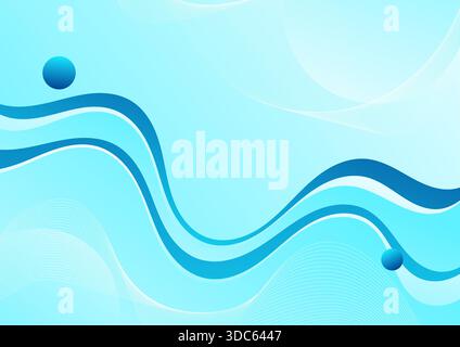 sfondo astratto dell'onda azzurra con bolle Illustrazione Vettoriale