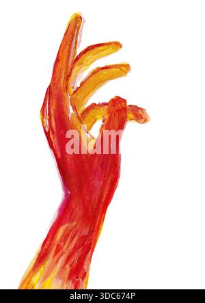 pittura acrilica di gesti delle mani in stile astratto Foto Stock