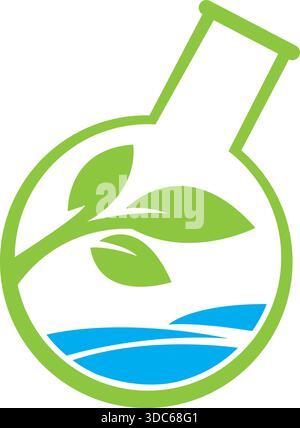 Lab Leaf Science icona Eco Design logo modello vettoriale verde Illustrazione Vettoriale