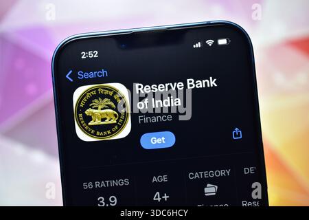 Nuova Delhi, India 20 jaunary 2026:- riserva banca dell'india applicazione per telefono RBI Foto Stock