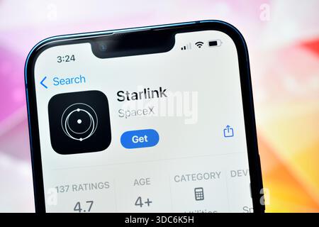 Nuova Delhi, India 20 jaunary 2026:- Starlink app di SpaceX per Internet satellitare Foto Stock