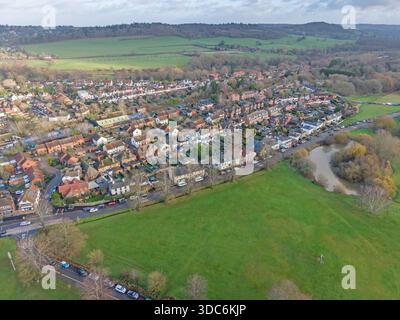 vista aerea del comune di shalford e del villaggio nel surrey Foto Stock