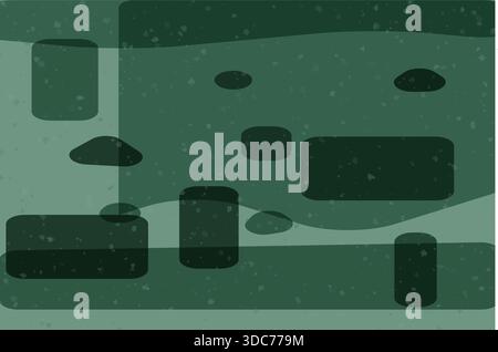 Questa illustrazione vettoriale di lusso di alta qualità è caratterizzata da un design minimalista e astratto in ricche tonalità verde foresta e verde scuro. La composizione è caratterizzata da smoo Illustrazione Vettoriale