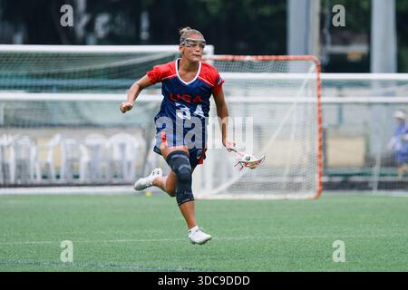 Il torneo di 10 giorni che ha visto la partecipazione di 20 nazioni durante il campionato mondiale Lacrosse femminile U20 2024 a Hong Kong dal 15 al 24 agosto 2024 Foto Stock