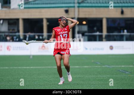 Il torneo di 10 giorni che ha visto la partecipazione di 20 nazioni durante il campionato mondiale Lacrosse femminile U20 2024 a Hong Kong dal 15 al 24 agosto 2024 Foto Stock