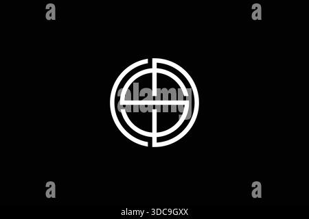 Logo DSC Letter semplice ed elegante a forma di cerchio su sfondo nero Illustrazione Vettoriale