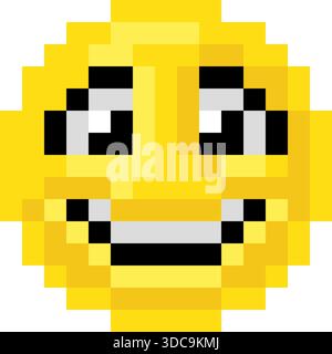 Faccia di smerigliatura Emoji Emoticon Pixel Art Illustrazione Vettoriale