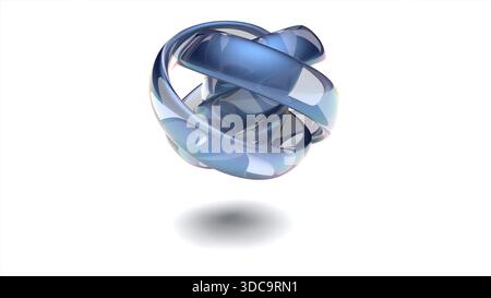 Nodo blu astratto su rendering 3d bg bianco Foto Stock