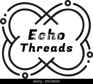 Il divertente telaio del nastro racchiude le parole Echo Threads in bianco e nero. Illustrazione Vettoriale