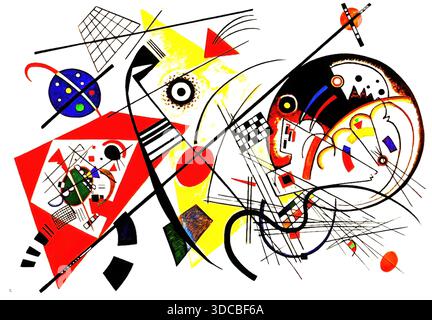 Wassily Kandinsky interseca linee 1923 composizione geometrica astratta esplorando il ritmo di colore e l'armonia spirituale. Illustrazione Vettoriale
