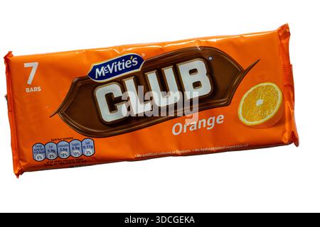 Orange Club Biscuits, nel 2025 chiamati cioccolato aromatizzato al posto dei biscotti al cioccolato a causa del minor contenuto di cioccolato Foto Stock