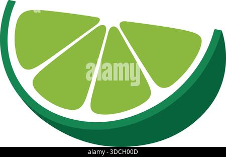 Immagine vettoriale della silhouette del cuneo di lime verde del design a fette di agrumi freschi Illustrazione Vettoriale