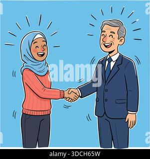 Diversi professionisti scuotono la mano e l'accordo Illustrazione Vettoriale
