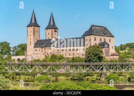 Vista del castello di Rochlitz, Sassonia, Germania Foto Stock