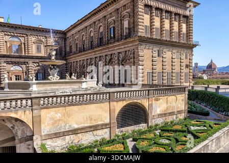 Cortile interno di Palazzo Pitti a Firenze, Toscana, Italia. Foto Stock