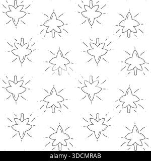 Motivo a stella senza cuciture vettoriale. Stella di Doodle su sfondo bianco Illustrazione Vettoriale
