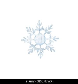 Fiocco di neve acquerello per il design invernale e natalizio. Adatto per decorazioni natalizie, sfondo stagionale, layout e saluto natalizi minimali Foto Stock