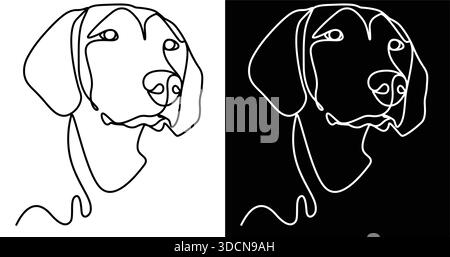 illustrazione di un cane che guarda a destra con uno stile artistico estetico continuo su una linea Illustrazione Vettoriale