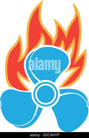 Modello di design moderno con logo Vector icona energia ventilatore antincendio Illustrazione Vettoriale